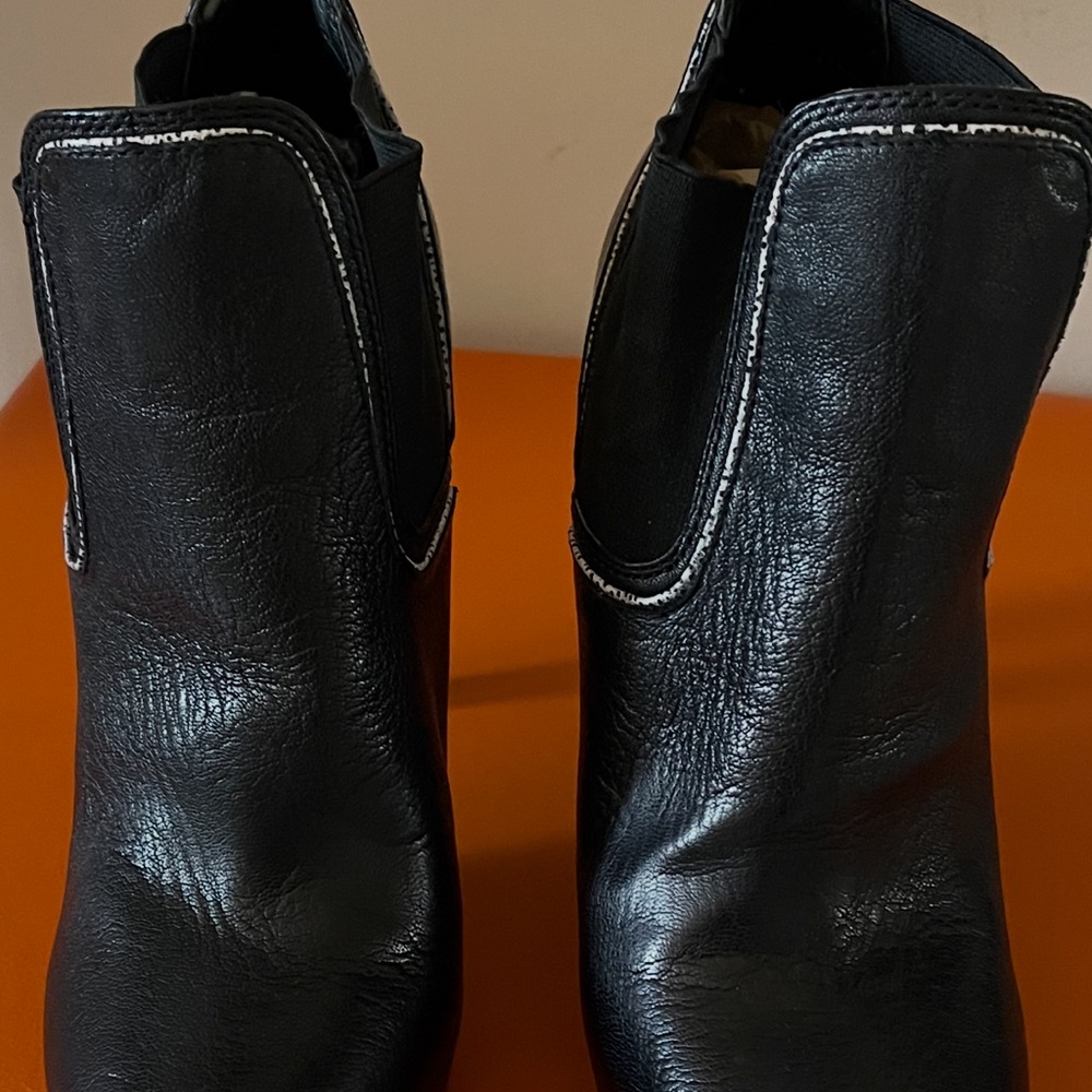 Black Ankle Boots with White Stitching